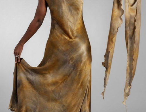 Double layer V-neck silk long dress